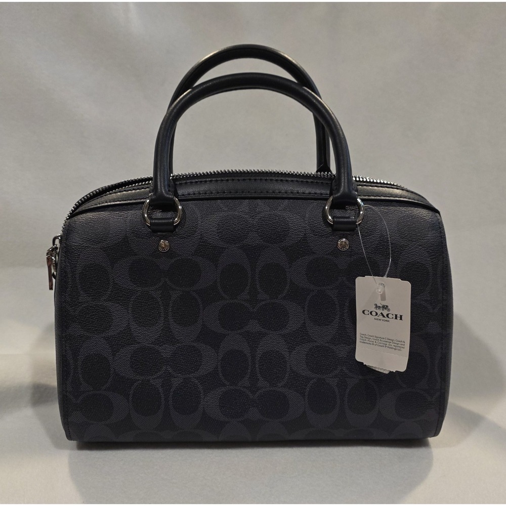 Coach Logo 93987 SV Denim Midnight SVM2Q Women's 2 Handle Purse w Shoulder Strap - Picture 2 of 11